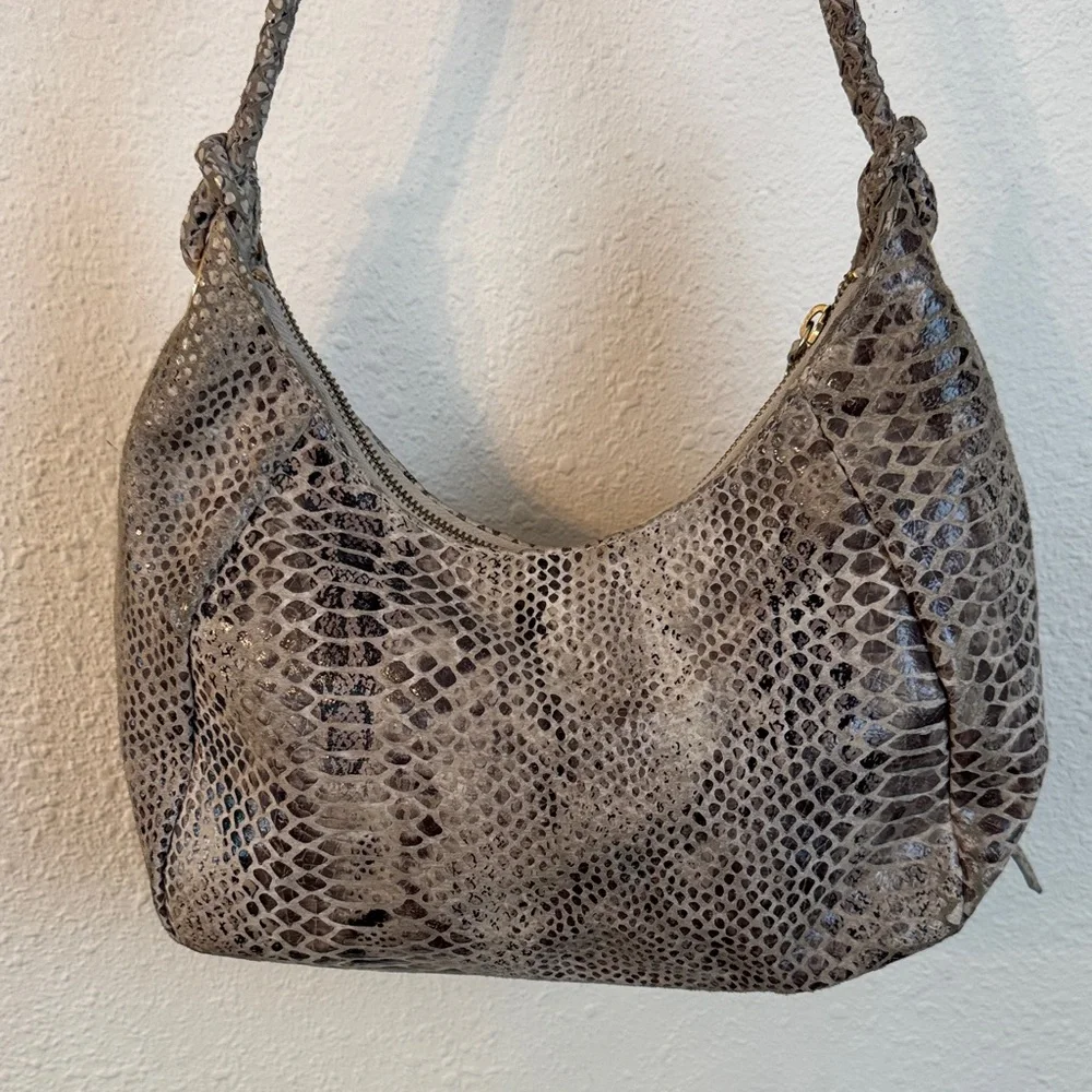 Elliott Lucca Snakeskin Pattern Leather Shoulder Bag - Picture 2 of 15